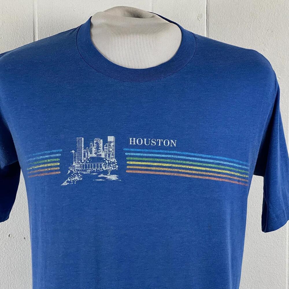 Rainbow Houston Texas 1980s Graphic Travel Souvenir Medium Tee
